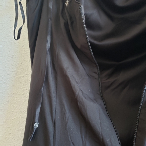 Vtg Impression Bride Womens Black Atlas Assymetrical Drapped Skirt Long - Picture 13 of 16